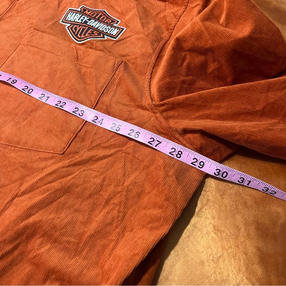 NWT Harley Davidson Corduroy Button down short elbow patches Rust orange 3XL - Picture 10 of 11
